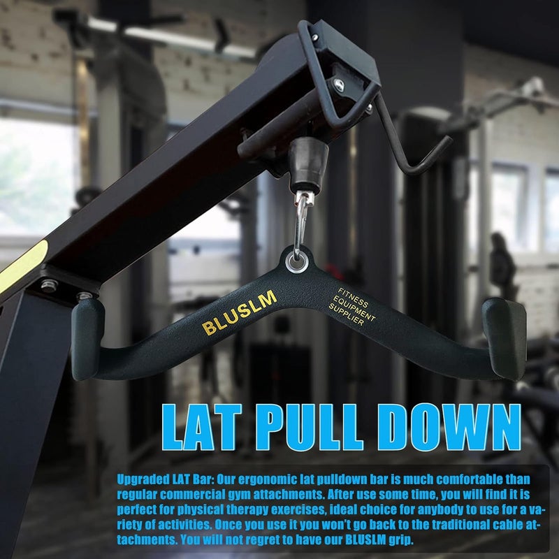 BLUSLM LAT Pull Down Bar for Cable Machine, LAT Pulldown Attachments T Bar V Bar Cable Attachment, Back Tricep Bar Strength Training Handle - Image 4